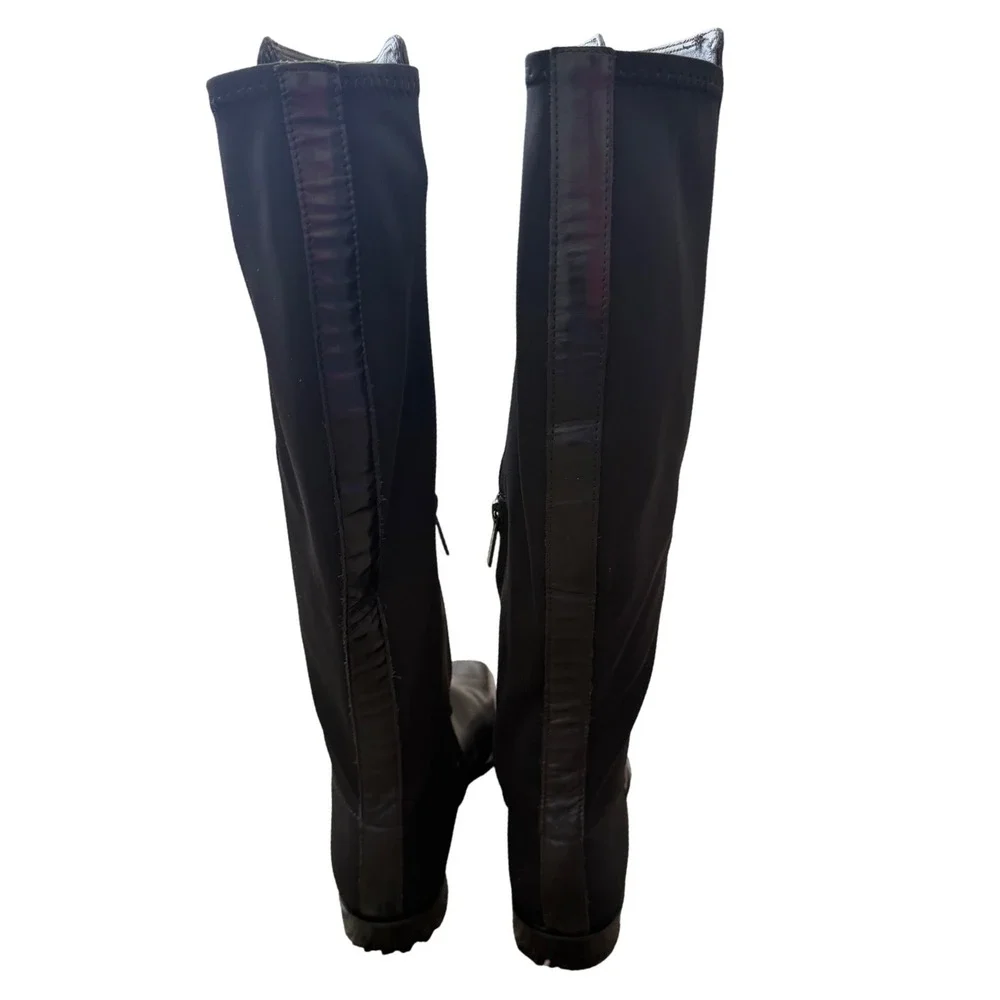 Vince Camuto Librina Black Leather Square Toe Tall Boots VC-LIBRINA Size 5.5 NEW